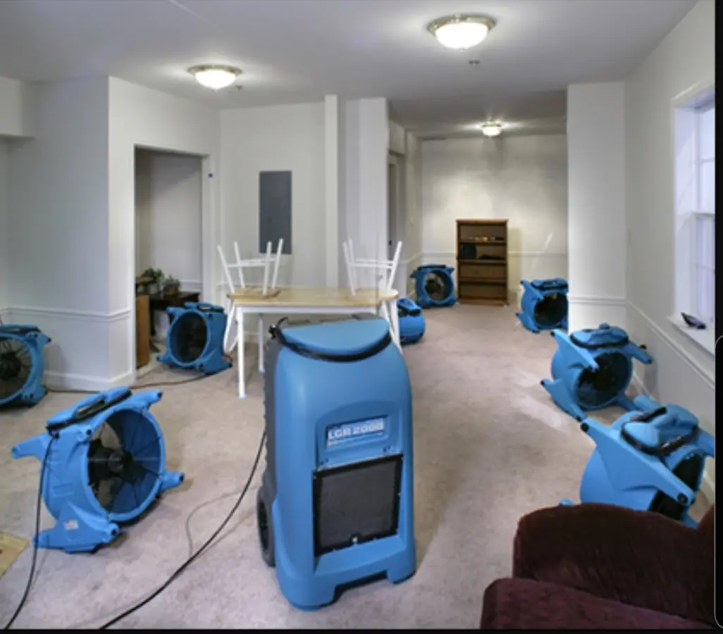 Air movers and dehumidifier setup for Water Extraction & Removal in Linda